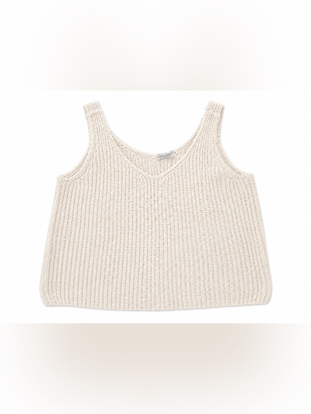 Knitted V-Neck Cream Tank Top